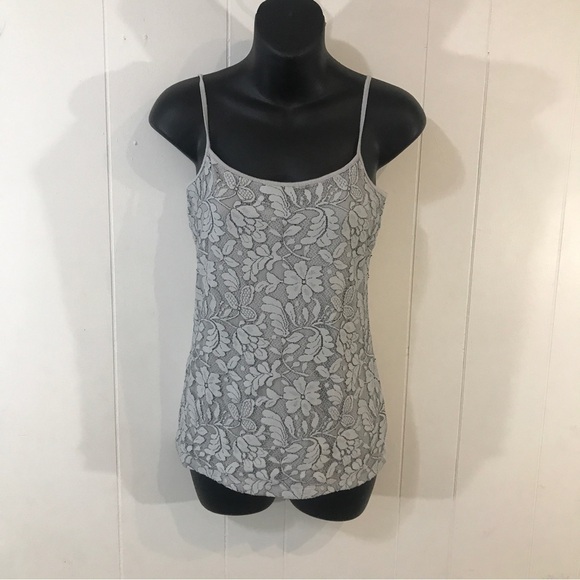 Ann Taylor Grey Knit Over Lay Grey Tank Top Size Small - Picture 1 of 4
